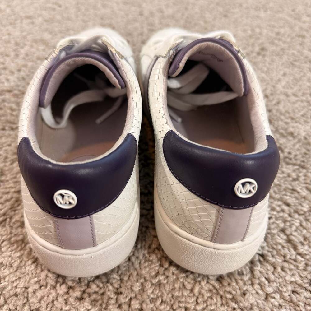Michael Kors Sneakers Womens 8 White Croc Embossed Leather‎ Shoes EUC - Picture 7 of 8